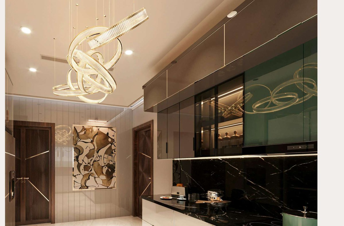 Sculptural statement chandelier